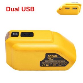 Dewalt-20v Max 18V 배터리 어댑터 DCB090 전원 변환기 듀얼 USB DC 12V LED 작업 표시등 포함, [03] Dual USB, 1개, 03 Dual USB_01 CHINA