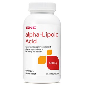 GNC Alpha-Lipoic Acid 알파리포산 600 MG 60 캐플렛, 1개, 60정