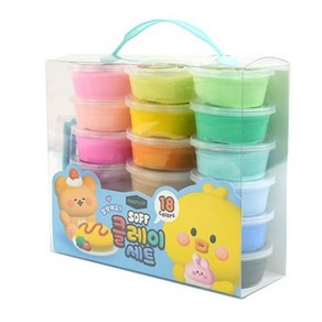 핑크풋 10000 쪼꼬미친구들 소프트 18색 유아용 클레이 세트, 혼합색상, 360g, 1세트