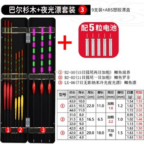 WAKE 야간 낚시 발광 플로트 세트 민물전자찌 세트 스마트낚시찌 입질 감지 올림 내림 장찌, 세트 3 + 블랙, 1개