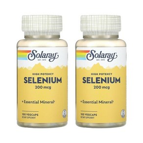 솔라레이 셀레늄 200mcg 100캡슐 2병 Selenium 고효능 세레늄, 2개