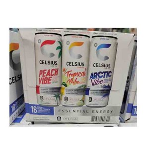 셀시어스 바이브 에너지 드링크 피치 트로피컬 Actic 355ml 18캔 Celsisus Vibe Enegy Dink 12 oz 18 count (Peash Topica, 18개