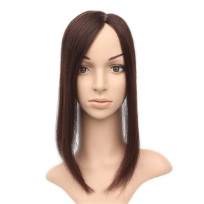 [W2005] 인모 100% 불파트 긴머리 원형탈모 정수리 부분가발, 자연검정, 1개, 중(12cm×12cm/38cm)