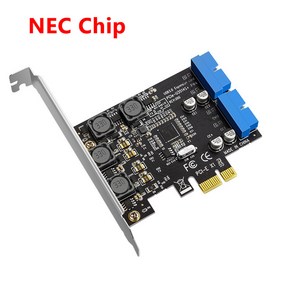 PCIE to USB 3.0 확장 카드 PCI-E PCI Expess X1 4 포트 전면 3.0 5GB 컨트롤러 PC 데스크탑용 허브 어댑터 19 핀 20 핀, [01]NEC Chip, 1개