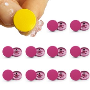 금속 열처리 도장 13mm 칼라 링 스냅 단추 도트 금속 똑딱이 단추 마노기샵, 10개, 진핑크