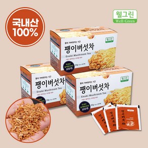 웰그린 국산 갈색 팽이버섯차 냉동건조볶음 개별티백 30T, 1g, 30개입, 3개