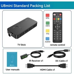 유럽용 DVB T2 & C TV 디코더 돌비 HD 1080P 미니 튜너 HEVC 10 비트 U8 디지털 지상 리시버 지지대 와이파이 H.265, 1) U8mini-Standad-List