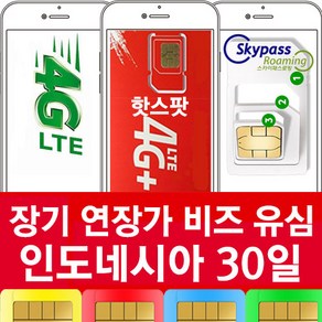 인도네시아 유심칩 30일 핫스팟 무제한 지원 인도네시아유심 데이터 로밍 심카드 xl 스카이패스로밍, 택배수령, 1개