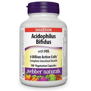 Webbe Natuals Acidophilus Bifidus with FOS 6 Billion Active Cells 180정, 1개