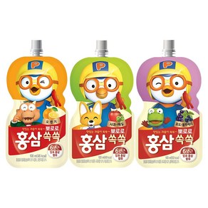 팔도 뽀로로 홍삼쏙쏙 간편파우치 음료 3종 (사과 포도 오렌지) 100ml x 40개 혼합구성, 1세트, 포도+사과+오렌지