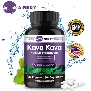 Aiboy Kava 루트 기분 지원 보조제 - 1회 제공량당 1000mg Kava Kava 캡슐 빠르게 작용하는 기분 및 이완 보조제 - 스트레스 완화 및 집중용, 2박스, 120정