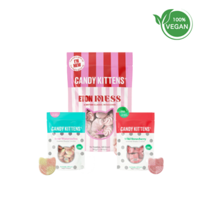 [스웨디시 젤리] CandyKittens 캔디키튼스 비건 젤리 3종 혼합 세트 와일드스트로베리(54g) 사우어워터멜론(54g) NEW이튼메스(140g), 1개
