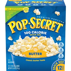 Pop Secet 전자레인지 팝콘 100칼로리 버터 맛 31.8g(1.11온스) 스낵 백 12개(4팩), 3.2 Ounce (Pack of 3), 3개