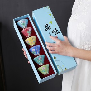 [CBMK] 6p 레트로 70ml 다기 플라워 연꽃 찻잔 세트, 상세 참조, 1개
