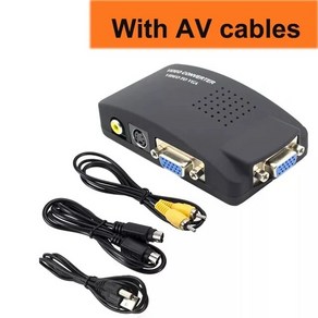 gbtohdmi AV2VGA S-비디오 컴포지트 RCA 컨버터 박스 CVBS to PC HDTV 변환용, 02 with AV cables, 1개