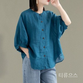티류으스 여름 여자 린넨 셔츠 여성 통풍 블라우스 면마 벌룬 소매 빈티지 리넨 면 상의 박시
