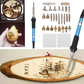 우드버닝 키트 버닝펜 버닝기 인두기 28in1 나무 굽기 조각 pyrography 펜 60w 온도 조절 가능 220-450 c 납땜 인두 용접 나무 엠보싱 수리