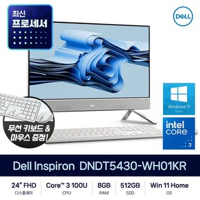 2024 신제품 DELL 인스피론 Inspion 24 DNDT5430-WH01KR 인텔 코어3 100U 8GB 512GB Win11 H 올인원PC 일체형PC