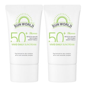 썬월드 비비드 데일리 선크림 / SPF50+ PA+++ 50ml 미백 주름개선 자외선차단 기능성, 2개