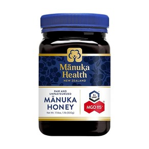 Manuka Health UMF 16+/MGO 573+ 마누카 꿀 500g/17.6oz 슈퍼푸드 뉴질랜드 정통 생 꿀, MGO 115+, 8.8 Ounce (Pack of 1), 500g, 1개