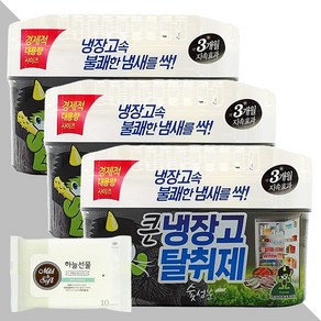 산도깨비 큰냉장고 탈취제 숯 420g 3개(+하늘선물 물티슈 10매), 3개