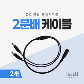 iseeU 2분배 케이블 DC 전원분배 CCTV 1:2 연장 멀티잭 어댑터, 2개