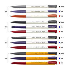 동아연필 스피디볼 유성볼펜1.0mm/0.5mm/0.38mm/ 0.7mm//옵션택+모나미 소프트볼펜 랜덤1개증정, 07mm, 24개입, 청색/Speedy Ball