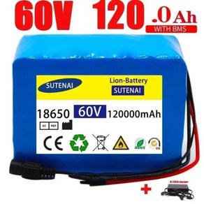 18650 리튬 이온 배터리 팩 67.2V 120000mAh Ebike 전기 자전거 스쿠터 30A BMS 750W 와트 16S2P, 60V120Ah and chage, 1개