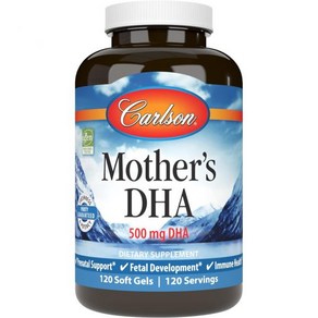 Calson - Mothe's DHA 500mg DHA 산전 지원 태아 발달 및 면역 건강 120 Softgels, 120 Count (Pack of 1), 1개, 120정