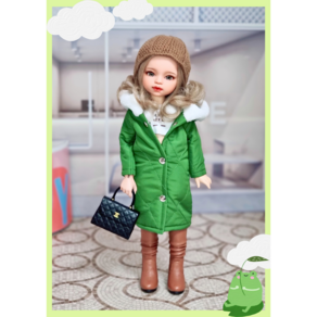 #파올라레이나 32cm 옷( 연두그린 양털 롱패딩)[마구샵]#구체관절인형#bjd#인형옷#다락아이#관절바디#완제품, 1개