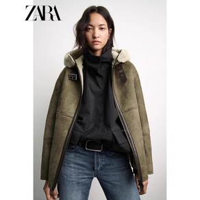 자라 양털 후드 무스탕 점퍼 zara