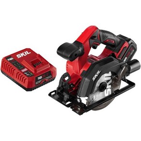 SKIL PWR CORE 12 브러시리스 12V 콤팩트 51/2인치 원형톱 4.0 포함아 리튬배터리 및 JUMP 충전기 CR541802 레드, 1개