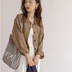 COBOTOR 여성 면마 자켓 오버핏 베이직 봄 여름 가을 여자 긴팔 재킷 상의 24년 women linen jacket XK1407