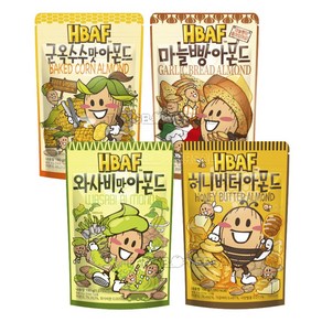 바프 아몬드 단짠 (120g 4종) 마늘빵 + 군옥수수 + 허니버터 + 와사비 아몬드, 120g, 1개