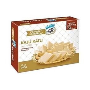 Vadilal Kaju Katli 360 Gams (36pcs) Authentic Indian Vadilal Kaju Katli 360그램(36개) 캐슈넛으로 만든 정통 인도 과, 1개, 360g