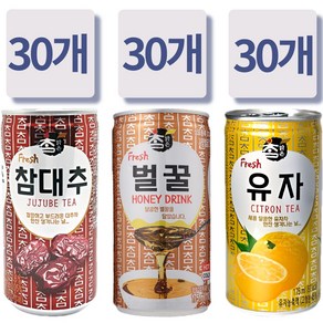 [오늘쇼핑]참맑은 따뜻한 음료 175ml 3종 혼합세트(유자30+벌꿀30+참대추30)+땡큐감사스티커 겨울음료/온음료, 90개