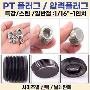 PT플러그/ 특강 스텐 일반철 NPT플러그 낱개판매, 스텐 PT 플러그 SIZE: 1/4인치 SUS압력플러그, 1개