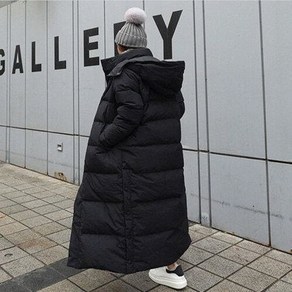 여성패션 바람막이 점퍼 기장 도톰 롱 무릎 발목 루즈핏 후드 패딩