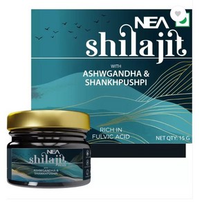 Nea 100% 순수 Shilajit 수지(15Gm)+ Ashwagandha & Shankpushpi  5X 부스트 체력, 1개, 15g