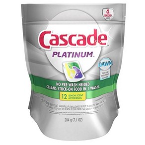 Cascade Platinum Actionpacs Lemon Bust Scent Dish Cascade Platinum Actionpacs 레몬 버스트 향기 식기세척기 세제 1, 14 Count (Pack of 1), 1개, 201g