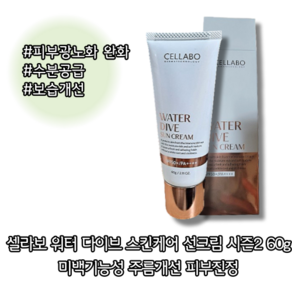 [9월 HOT SALE] 워터 다이브 스킨케어 선크림 시즌2 60g 미백기능성 주름개선 피부진정, 1개