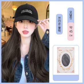 떨샵 모자 일체형 가발 긴 머리를 가진 여성용 모자 통합 가발 패셔너블한 새로운 다용도 야구 모자 모조 인간 모발 스냅백 가발, 1개, 브라운블랙