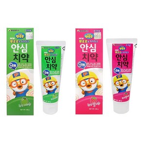 뽀로로 안심치약6개 구성 천연 사과향3개 딸기향3개 치약, 6개, 80g, 80g