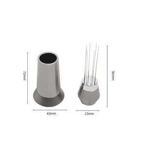 커피 교반기 침칠봉 디스트리뷰터 니들 드립 레벨링 탬퍼 스테인레스 스틸 에스프레소 분말 분배기 레벨러 도구 카페 교반 바리 스타 액세서리, 바닥이 없는, 1개