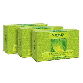 Vaadi Hebals 유기농 Neem Tulsi 바디 솝 바 알로에 베라 추출물 비타민 E 티트리 오일 안티에이징 여드름 딥 모공 클렌징 여드름 제거 오일 컨트롤 황산염 프리, 1개, 75g