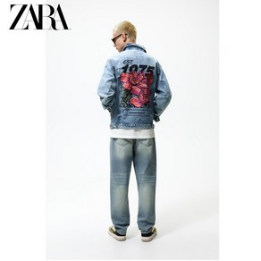 ZARA 자라 그래피티 프린트 데님 청자켓 트러커자켓