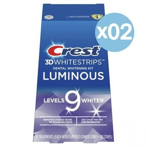 Cest 크레스트 3D 화이트스트립 루미너스 티스 화이트닝 키트 어퍼 & 로우어 각 10개 총 20개 2팩 Whitestips Luminous At-home Teeth Wh, 1개