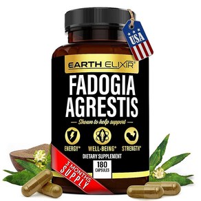 Earth Elixir Fadogia Agrestis 보충제 1200mg (60캡슐) 2개월 분량 - 최대 순도 100% 순수 파도지아 아그리스티스 추출물 필러 제로 글루텐 프리