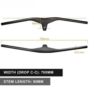 일체형핸들바 자전거핸들바 TOSEEK 산악 자전거용 탄소 통합 MTB 핸들바 및 스템 100mm 자전거 신제품, 23) Black 700-90mm, 1개