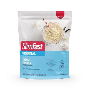 SlimFast 식사 대용 파우더 오리지널 프렌치 바닐라 쉐이크 믹스 단백질 10g 52회 분량, 1개, 0.1l